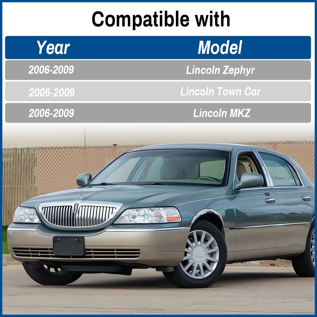 Wheel Center Cap for 2006-2009 Lincoln Zephyr Town Car MKZ Rim Hubcap Covers PN: 4W1Z1130EA 3W13-1A096-CA 4W13-1A096-BA, 4 PC, Chrome