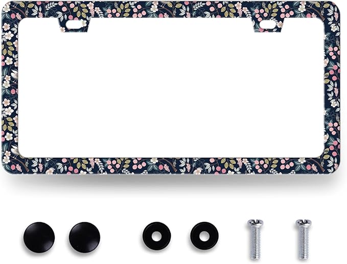 Blue Floral Flowers License Plate Frame Beautiful Flower License Plate Holder by RNKATIH