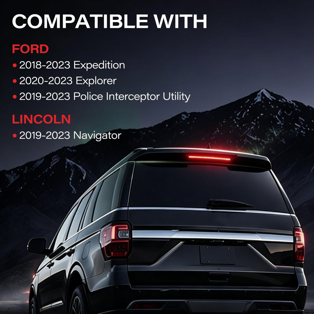 923-300 Third Brake Light Compatible with 2018-2023 Ford Expedition Explorer and Lincoln Navigator, LED 3rd Brake Light, Center High Mount Stop Light Replace# JL1Z-13A613-C