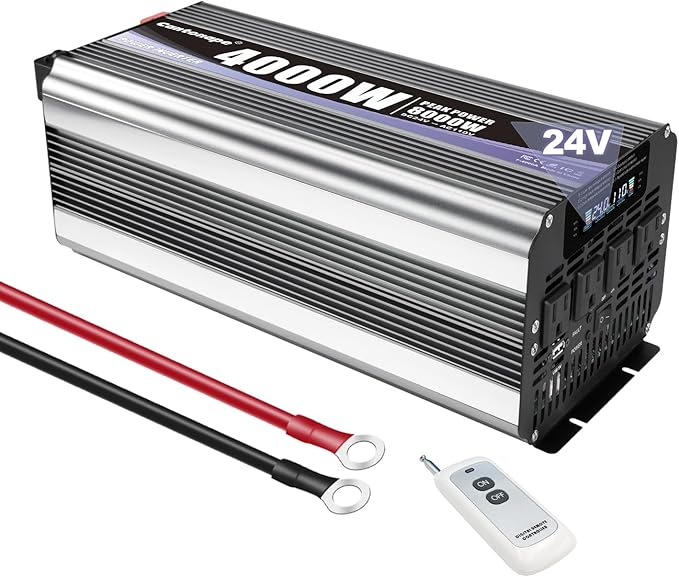 4000 Watt Power Inverter, Car Inverter 24V DC to 110V/120V AC Converter by Cantonape