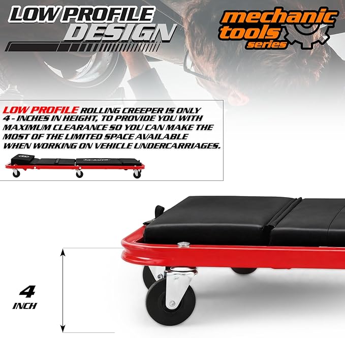 M-AUTO Heavy-Duty Convertible Mechanic Creeper, Z-Creeper 2-in-1 Creeper and