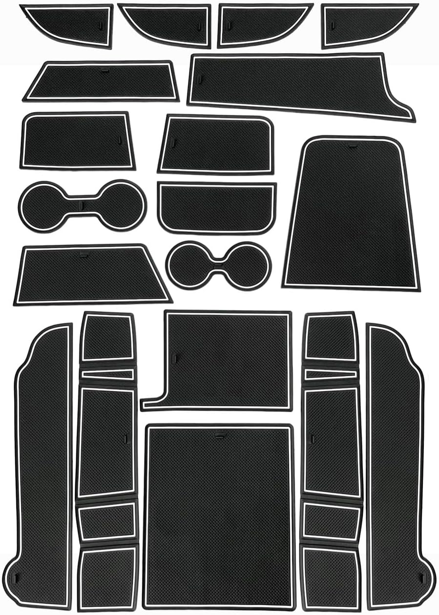 BestEvMod Compatible with Mach E Accessories 2021-2024 PVC Interior Anti Dust Cup Holder Inserts Center Console Liner Mats 18-pcs Set (V3 Fluorescent White)