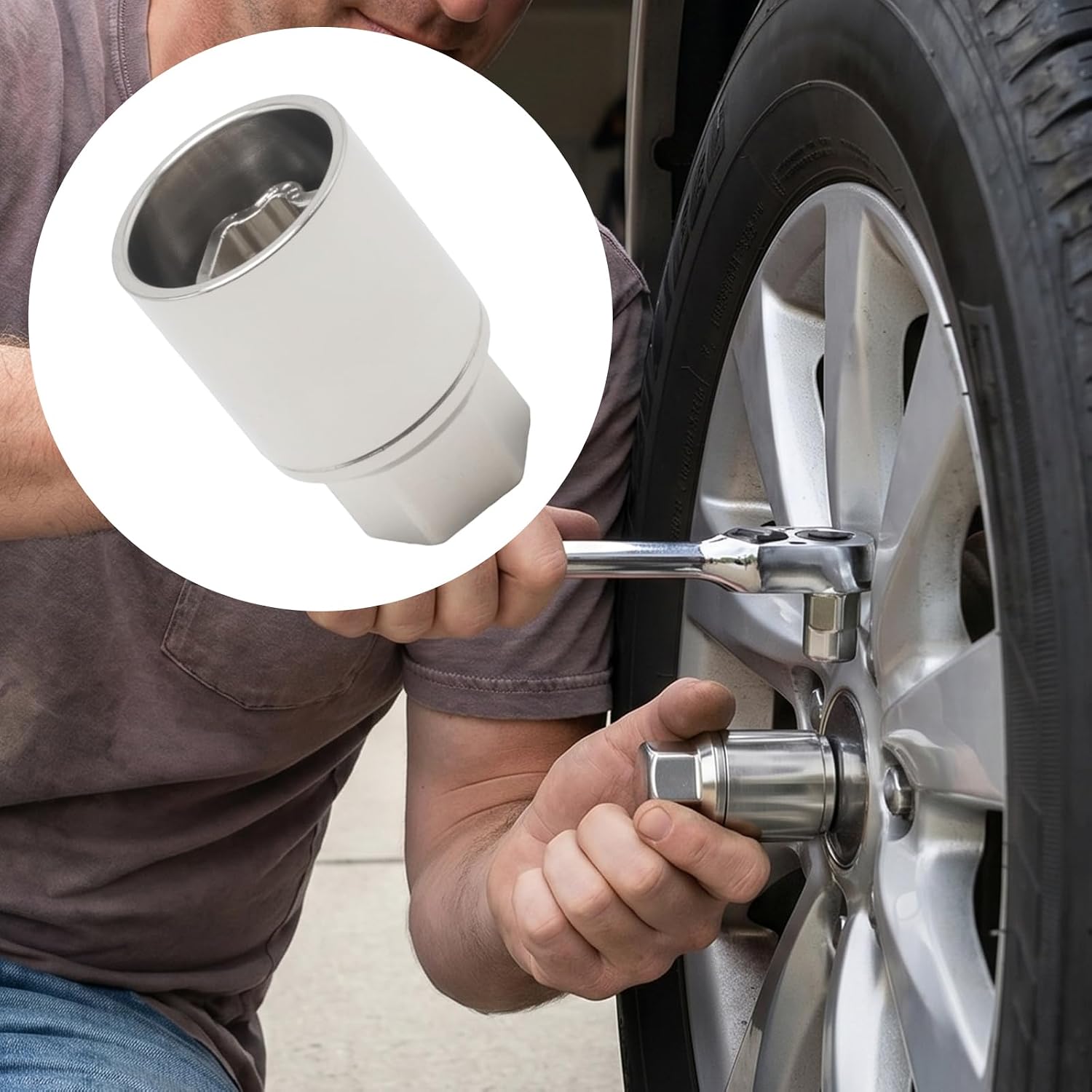 C-Type Wheel Lock Key, 21mm Sliver Anti-Theft Lug Nut Removal Tool, Replacement for Toyota, Replacement for Lexus, Secure Tool for Vehicle Tire Maintenance