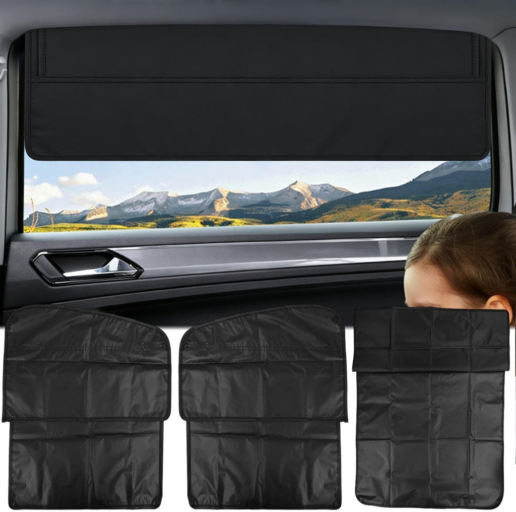 Universal Car Window Sun Shade Curtain, Breathable Mesh Sun Blocker with Suction Cup, UV Protection Privacy Screen for Car Side (Rear Window)