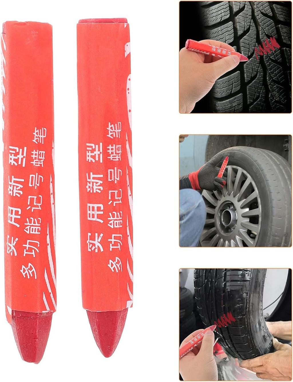 4pcs Tire Paint Marker Pens for Car Tire Lettering and Plastic Lumber Marking Waterproof Wax Crayons with Portable Design for Repair Position Marking