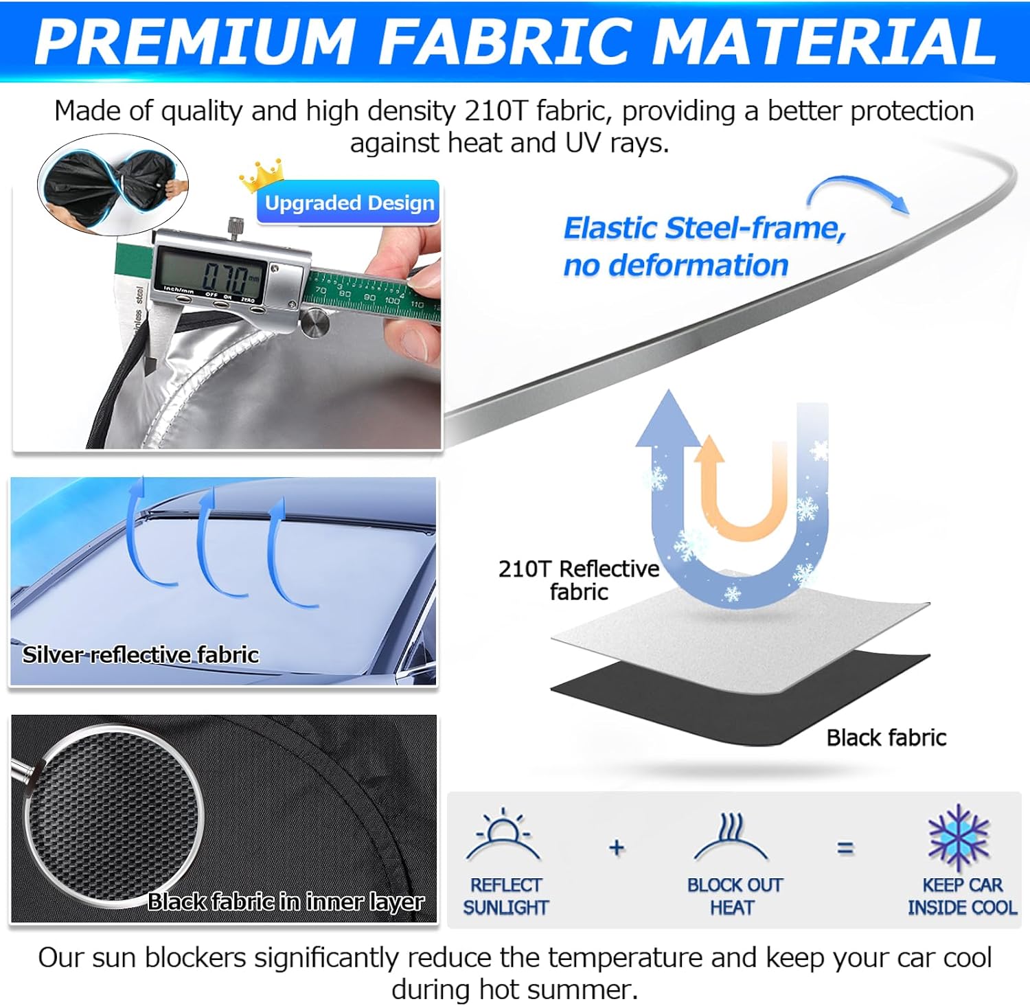 Karltys 3PCS Windshield Sun Shade for 2022-2025 Rivian R1T, Thickened Reflective Front and Side Window Sunshade Custom Fit Rivian R1T, Foldable Sun Visor UV Blocker Keeps Your Car Cool