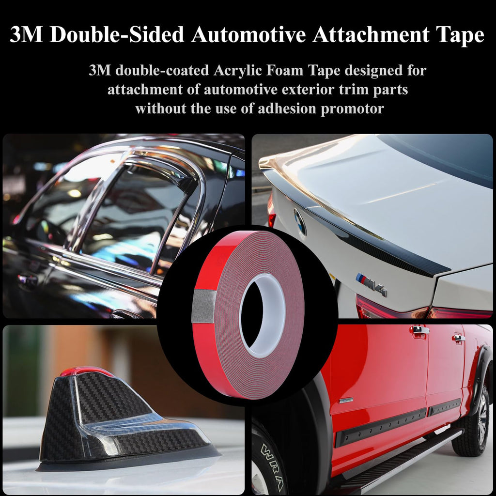 Double Sided Tape Automotive Heavy Duty Made of 3M Acrylic Foam Adhesive Cars Exterior Mounting Tapes Primerless for Attaching Auto Attachment Side Moldings Trim Emblems to Vehicles (16.4 ft, 0.51in)