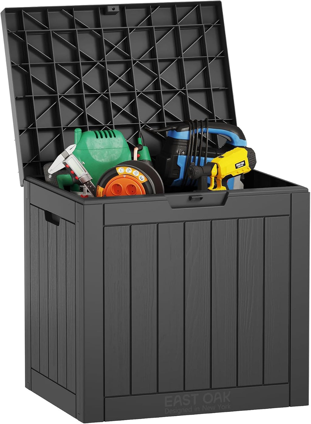 EAST OAK Outdoor Storage Box, 31 Gallon Deck Box, Waterproof Resin Storage Bin
