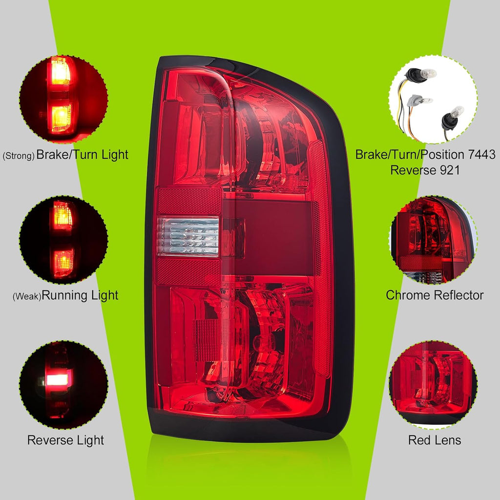 Chevrolet Colorado Rear Tail Light Assembly, Right Passenger Side | Compatible With 2015-2022, Halogen Type, Includes Bulbs, Includes Harness