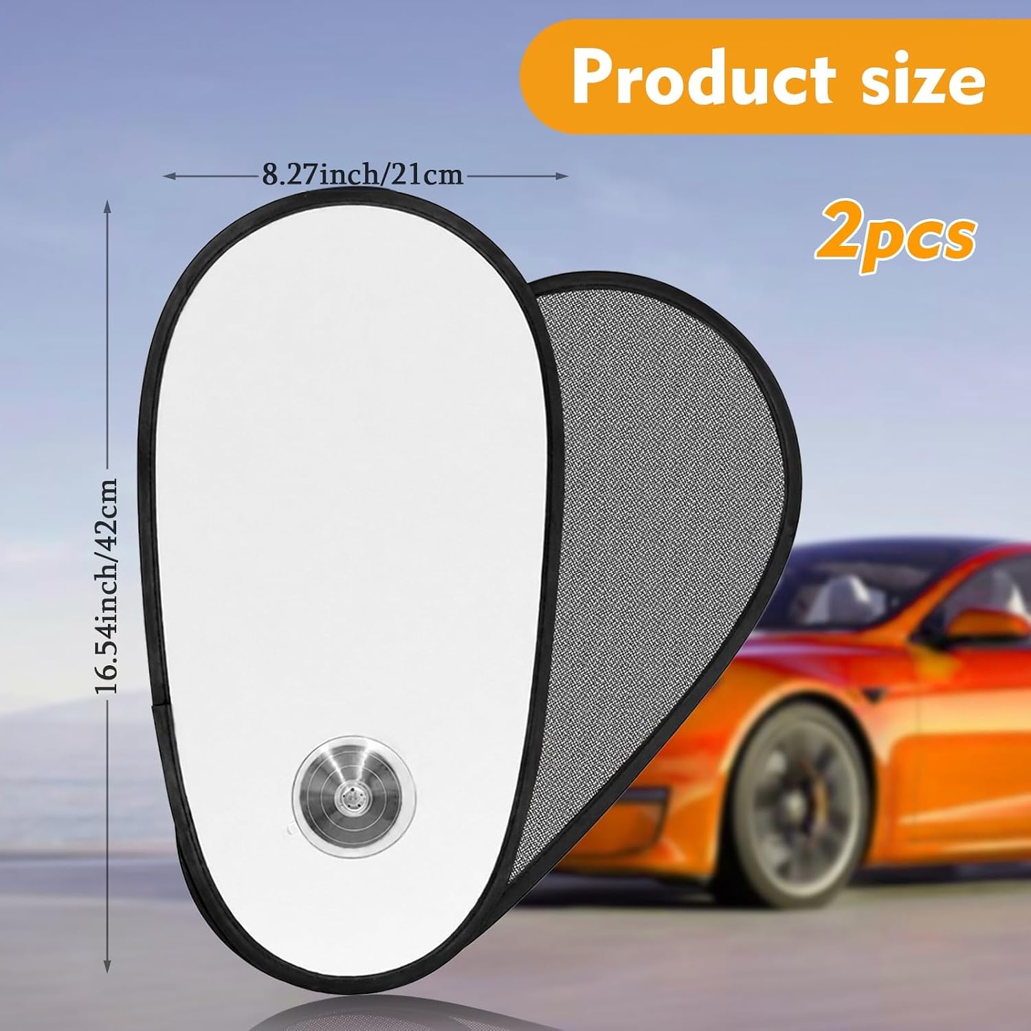 2 Pack Silver Coated Car Window Shades for Baby - Rotatable Sun Visor for Side Windows, UV Reflective Mesh Sun Blocker, Fits Front & Rear Windows, with Suction Cups