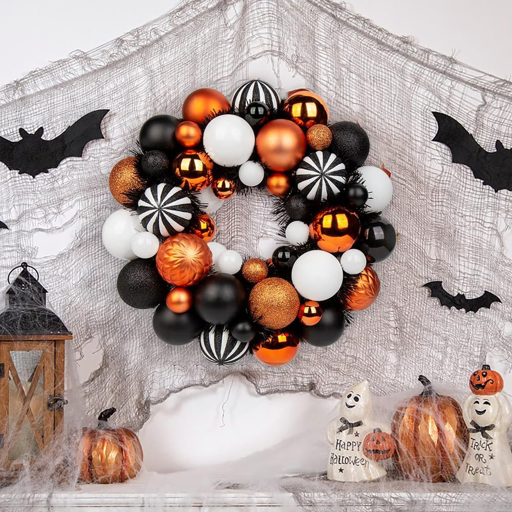 Halloween Ball Wreath 13" Xmas Wreaths Ornaments Glitter Thicken Shatter...