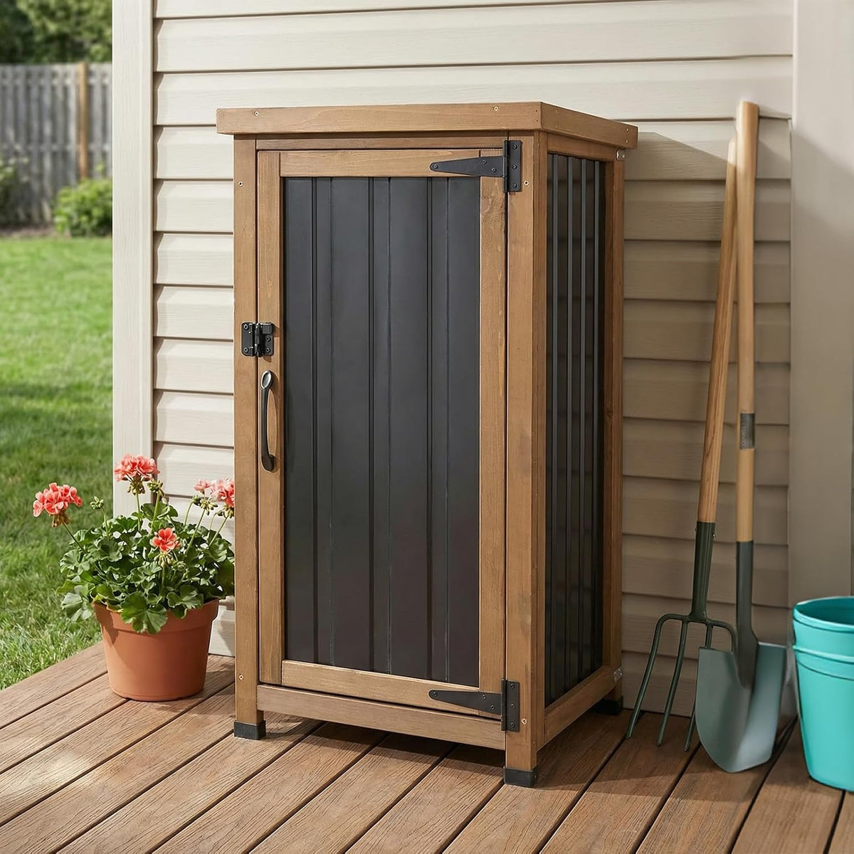 petscosset small outdoor storage cabinet waterproof with metal, main product view