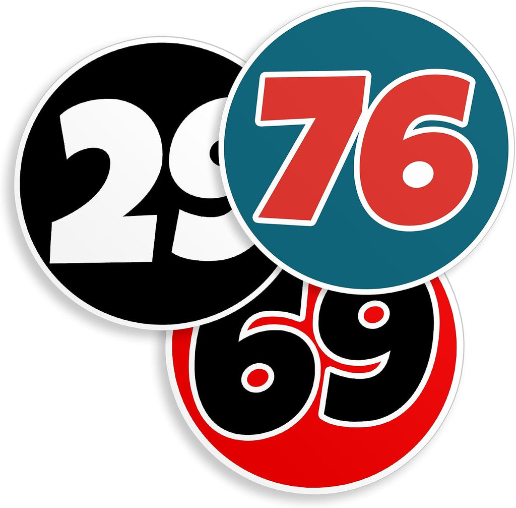 (New Update) Custom Circular Racing Sticker Personalized Old School Retro Circle Racing Name Number Cars Bumper Decal Waterproof Die-Cut Vinyl for Dirt Bike Motocross Motorbike Cars Plate Racing Decal