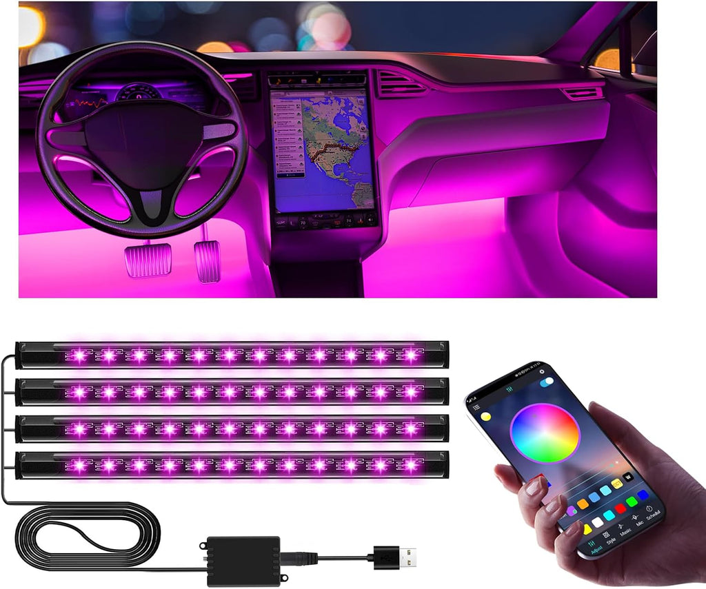 Winzwon Led Lights for Halloween Car Accessories Interior, Christmas White Elephant Gifts for Him Her Men Women Teen Boys Girls, APP Control with USB Port Color Change Lights for Truck Decor