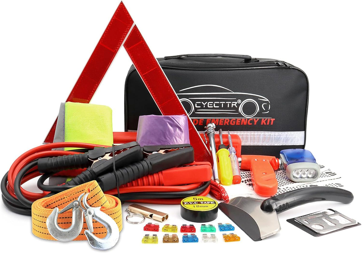 roadside emergency car kit for auto,vehicle safety assistance on a desk or shelf