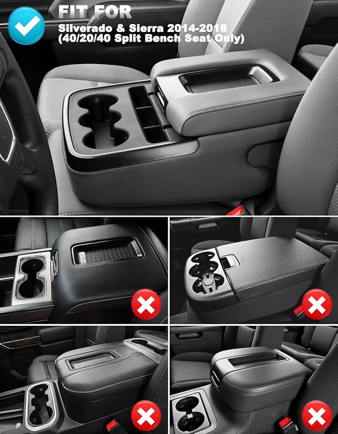 Center Console Cover for 2014-2018 Chevy Silverado & GMC Sierra 1500 2500 3500 - Image 2