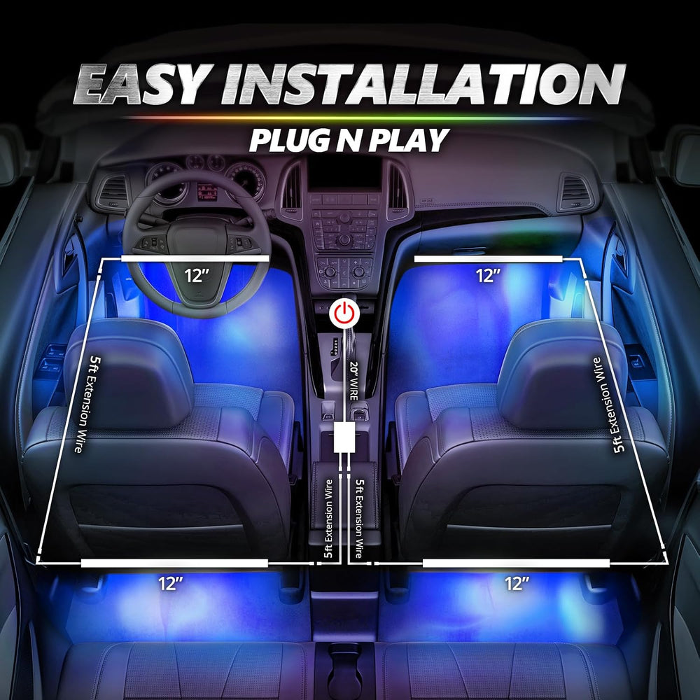 OPT7 Aura Pro Multicolor Interior Car Lights with App & Remote, 4PC LED Kit
