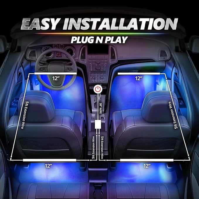 OPT7 Aura Pro 4PC Double LED Interior Car Strip Lights - Image 3
