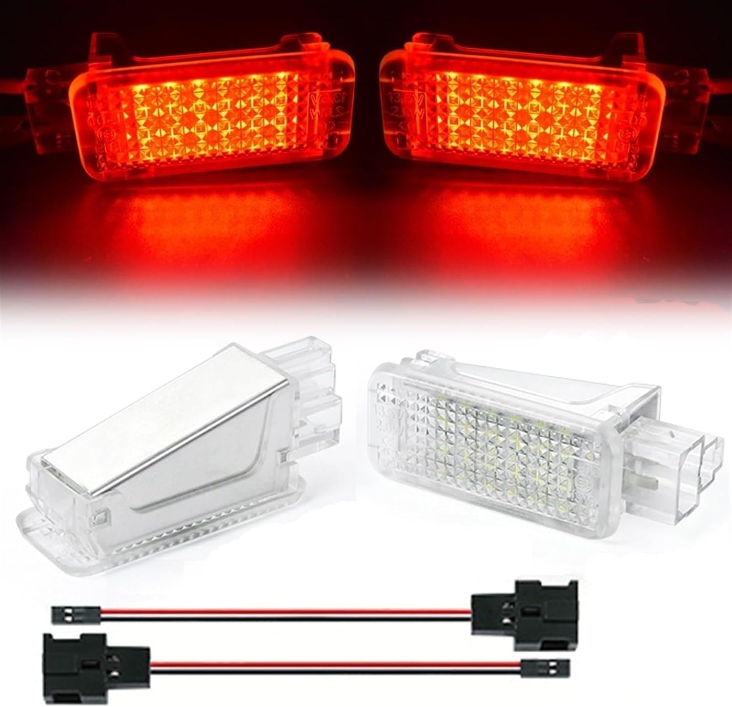 2Pcs Footwell Under Courtesy Light Luggage Glove Box Lamps, for, 911 997, for Carrera, for, for Boxster 987 Cayman 981 car Interior footwell Lights(Passion Red 1)