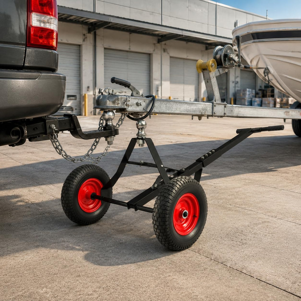 Trailer Dolly, Heavy-Duty Steel Trailer Mover Dolly with 2 Inch Ball and 600 lbs Capacity Handle for Easy Maneuvering of Boat, for Moving Car RV Boat Trailer, Great for Camping
