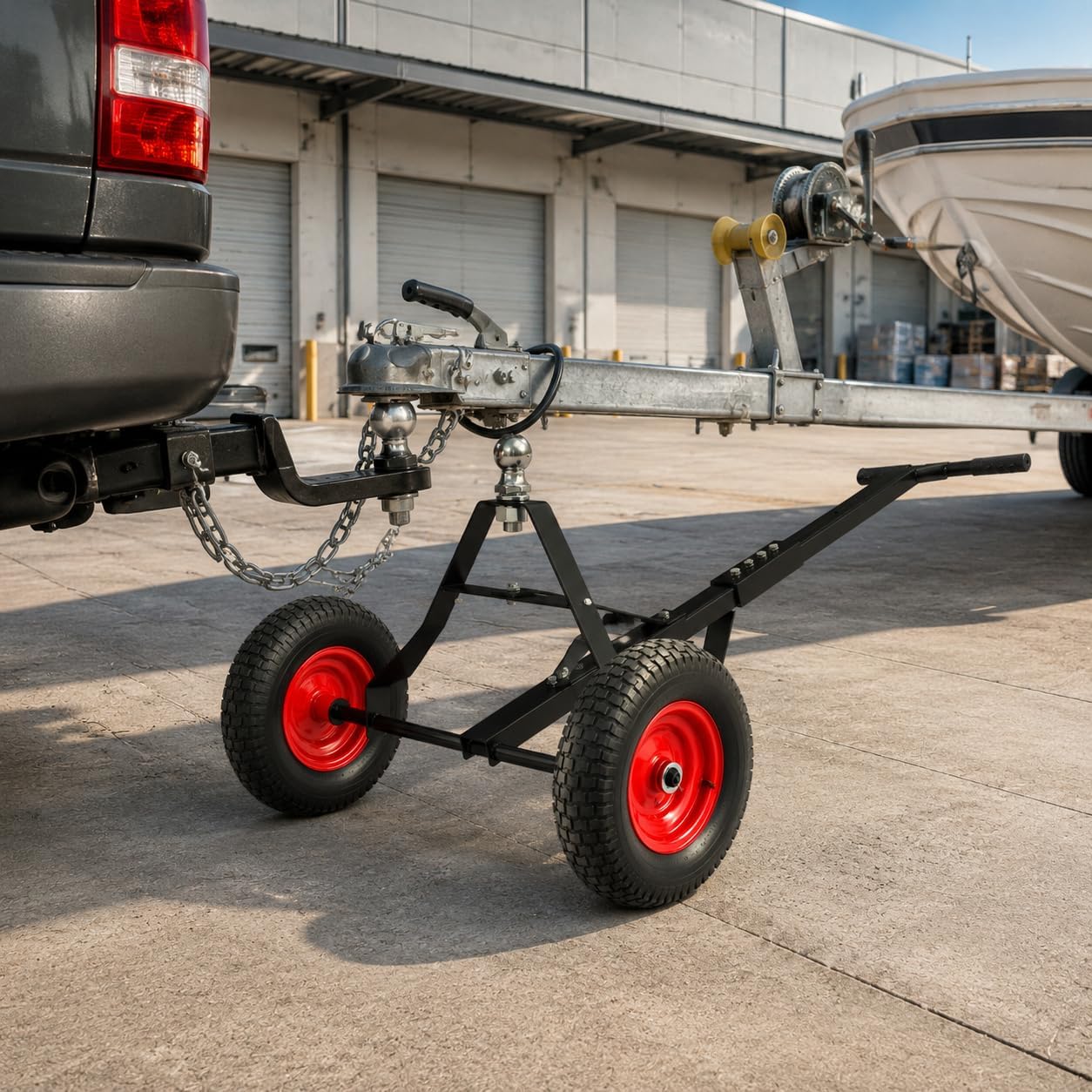 Trailer Dolly, Heavy-Duty Steel Trailer Mover Dolly with 2 Inch Ball and 600 lbs Capacity Handle for Easy Maneuvering of Boat, for Moving Car RV Boat Trailer, Great for Camping