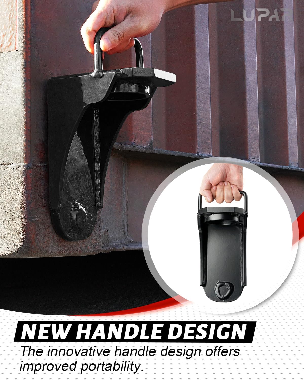 Heavy-Duty Shipping Container Jack Lug with U-Shaped Handle, Storage Container Leveler Booster, Black