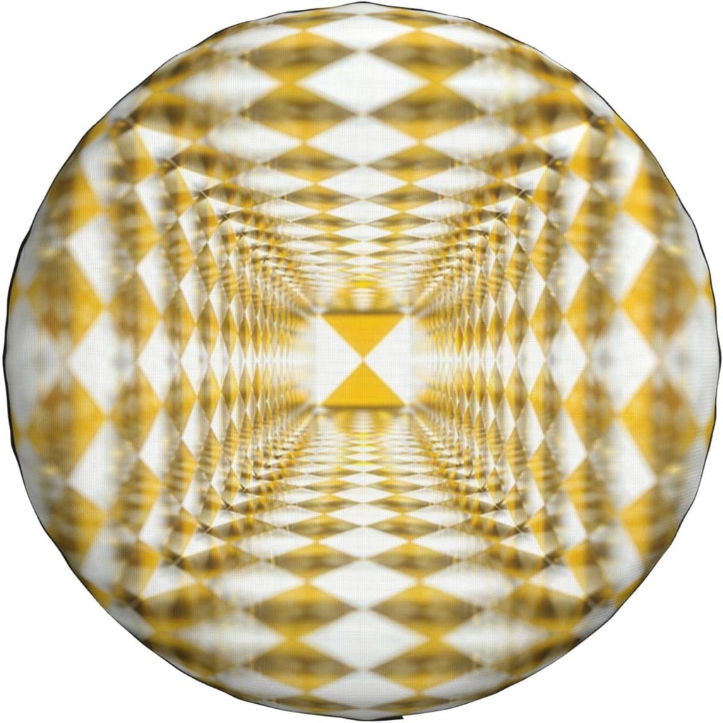 3D Optical Illusion Yellow Grid Print Universal Spare Tire Cover for Jeep | Wheel Protector Fits Rv, Trailer, Jeep, Shield Tires From Sun, Dirt And Rain For Outdoor Storage