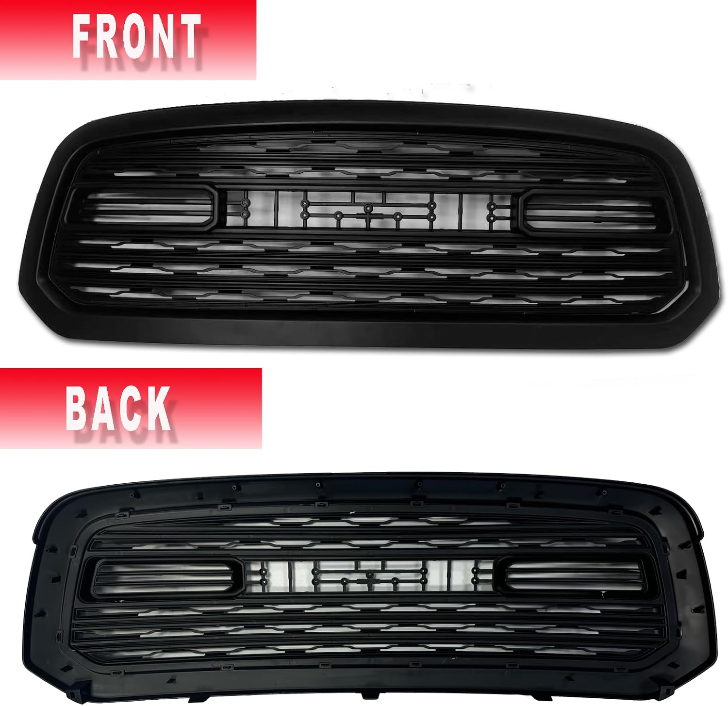 Front Bumper Grille Compatible with 2013 2014 2015 2016 2017 2018 Ram 1500 Grill, Replacement Aftermarket Grill with Letters Matte Black, Limited Style