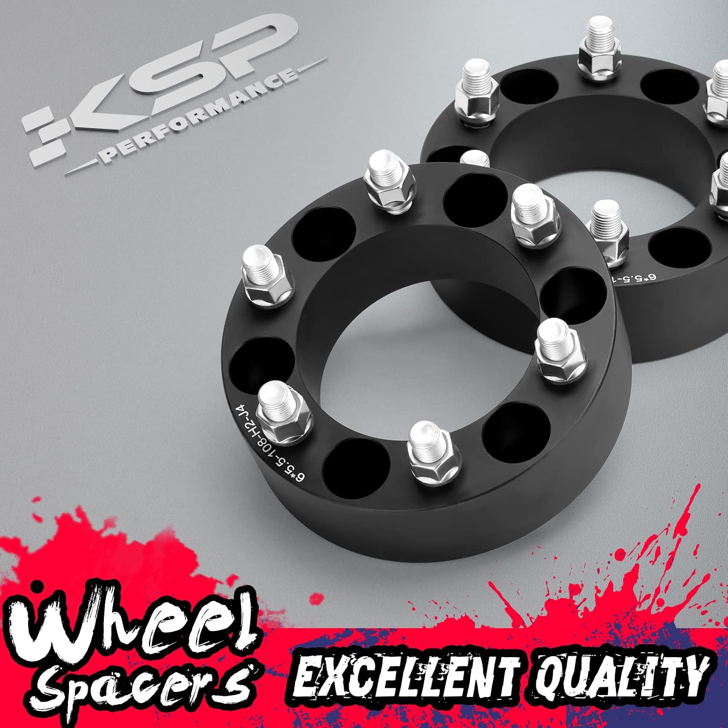 KSP 6x5.5 Wheel Spacers for Chevy Silverado GMC Sierra, 2inch 6x139.7mm Lug Centric Spacer for Ram 1500 Escalade Yukon XL, 50mm Wheel Adapter 108mm Hub Bore with M14x1.5 Studs Black 4PCS