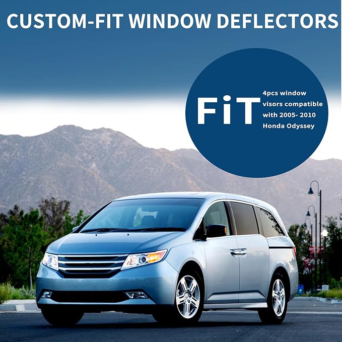 4PCS Rain Guards Fit for Honda Odyssey 2005-2010, Front & Rear Window Visors