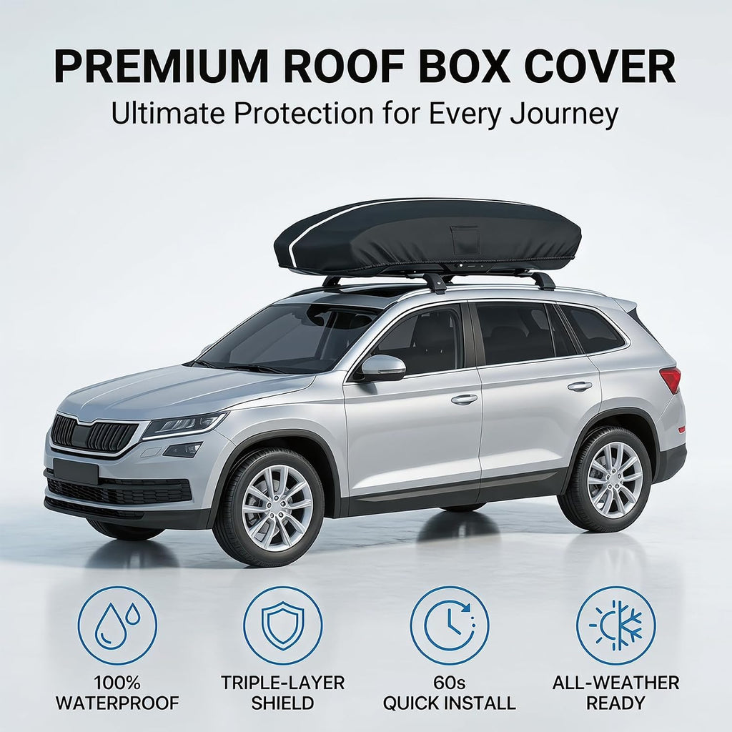 Roof Cargo Box Cover, 69 x 35 x 17 Inches, Compatible with Thule, Perflex and Yakima Roof Cargo Boxes, 900D Oxford Waterproof Rooftop Cargo Carrier Cover, UV, Dust and Scratch Protection