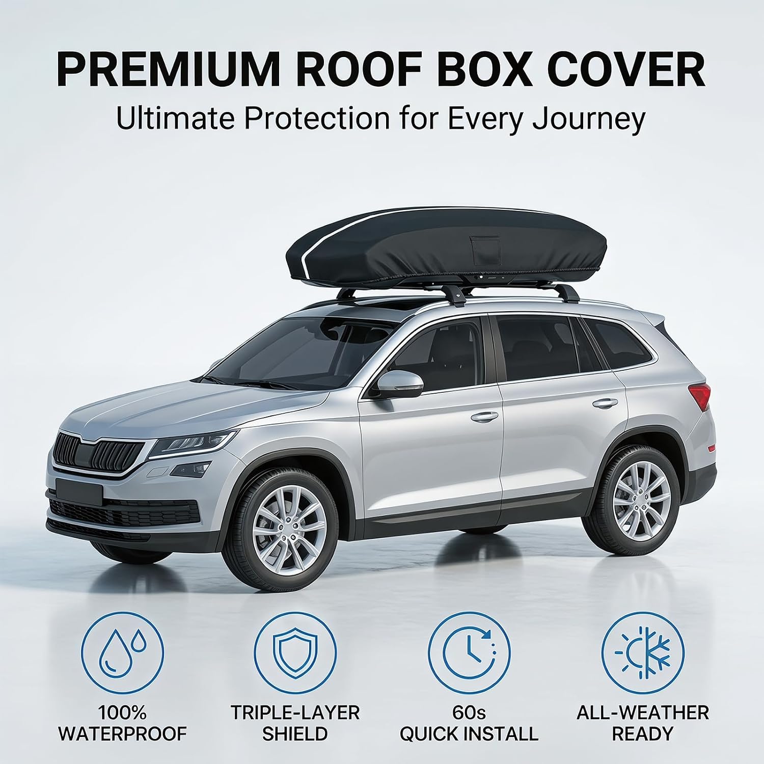 Roof Cargo Box Cover, 69 x 35 x 17 Inches, Compatible with Thule, Perflex and Yakima Roof Cargo Boxes, 900D Oxford Waterproof Rooftop Cargo Carrier Cover, UV, Dust and Scratch Protection
