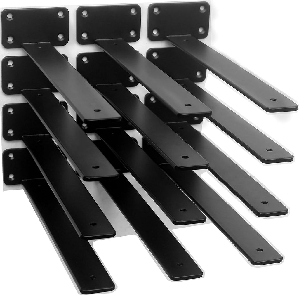 12 inch black hidden l shelf bracket (1/5 shown in use