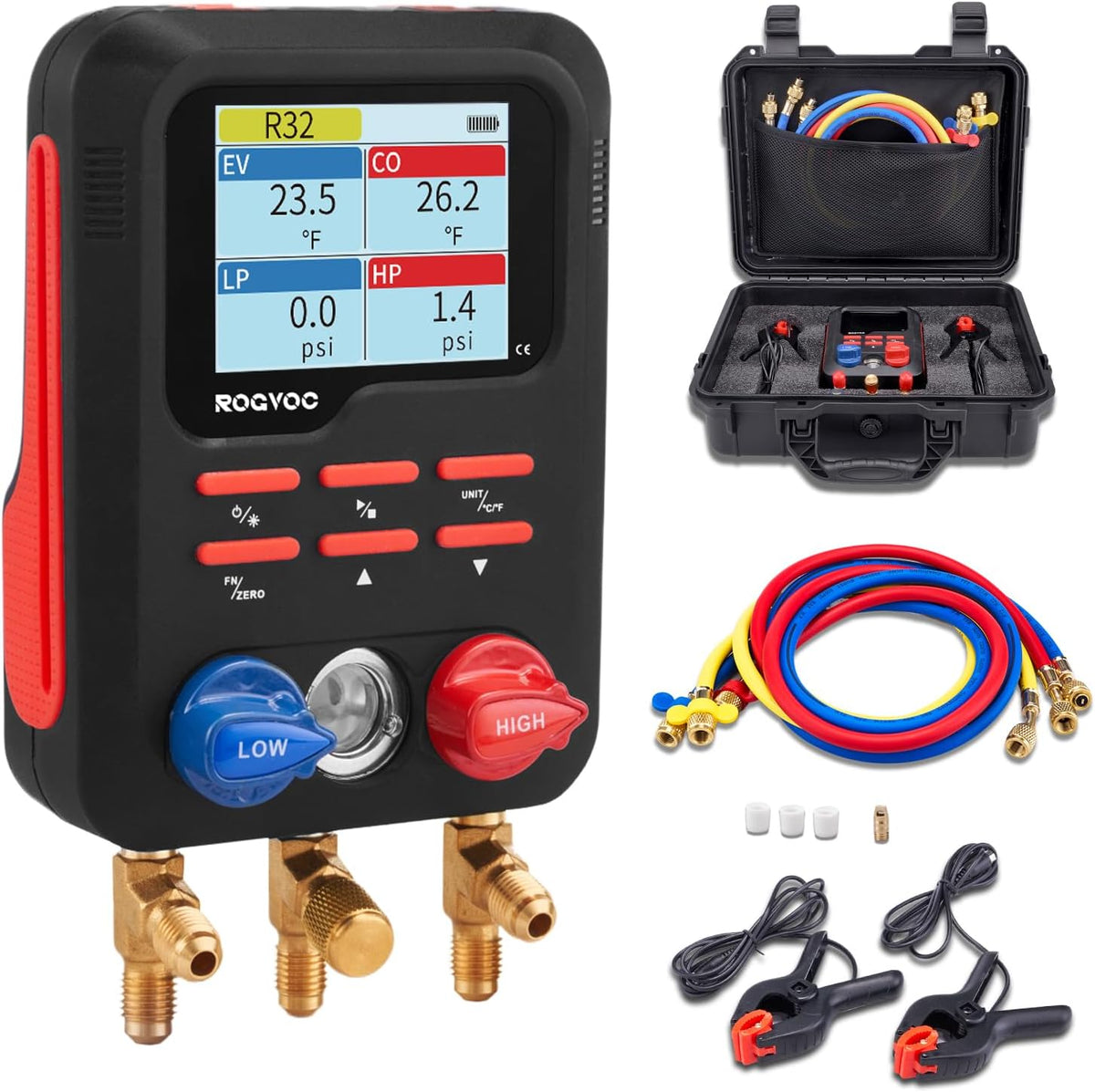 Digital Manifold Gauge, HVAC Refrigerants Digital AC Gauges Set