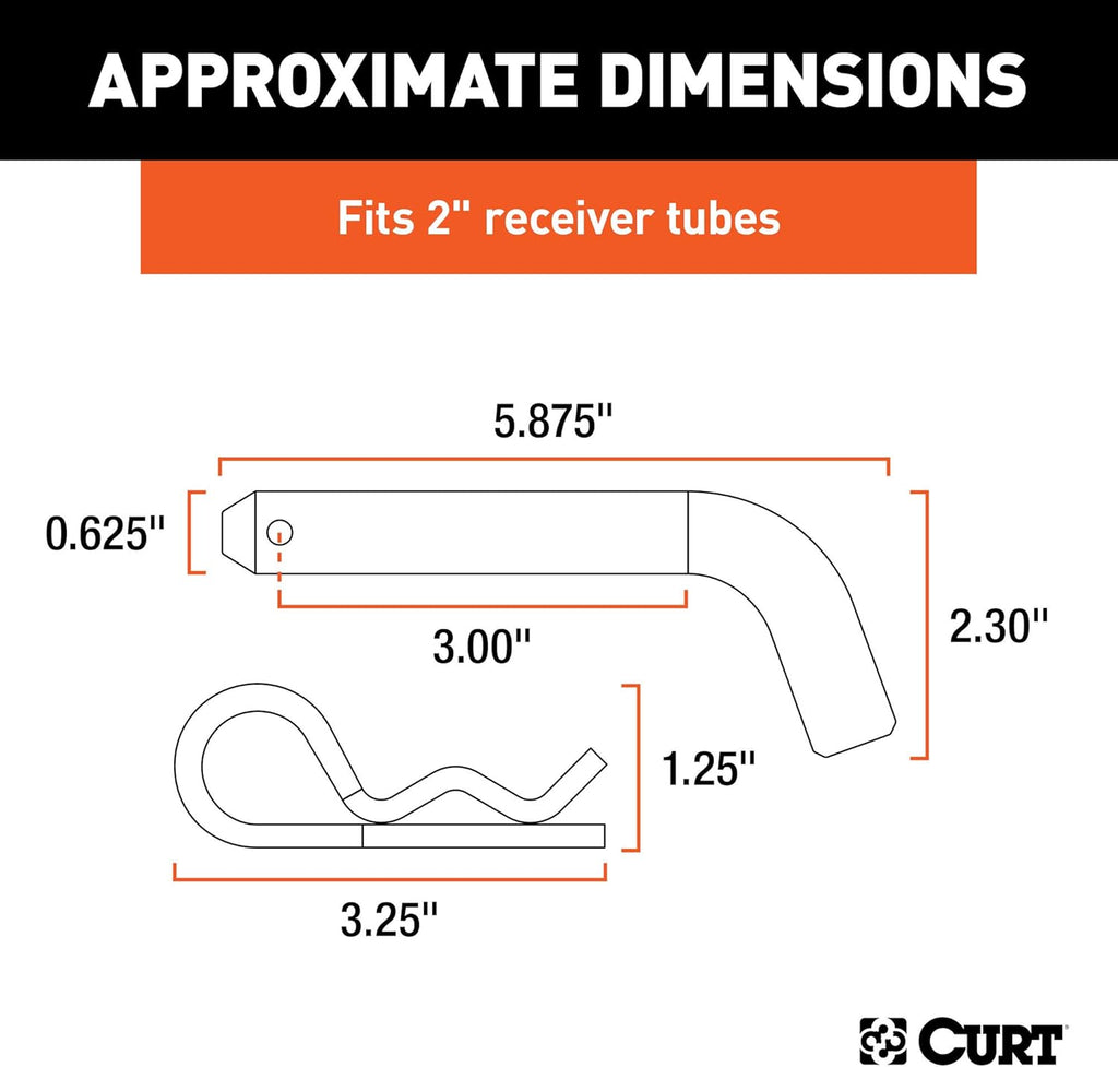 CURT 21579 Black Trailer Hitch Pin & Clip, 5/8-Inch Diameter, Fits 2-Inch Receiver