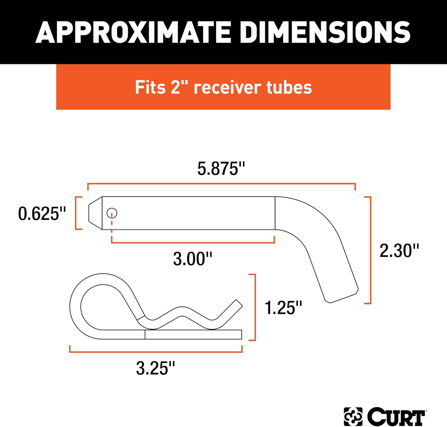 CURT 21579 Black Trailer Hitch Pin & Clip, 5/8-Inch Diameter, Fits 2-Inch Receiver