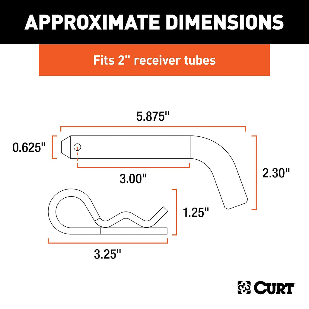 CURT 21578 Black Trailer Hitch Pin & Clip, 5/8-Inch Diameter, Fits 2-Inch Receiver