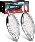 Nilight Trailer Tail Light 2PCS 5.9Inch Teardrop 35 LED White Chrome Bezel Marker Clearance Reverse Backup Running Taillight IP67 Waterproof for Trailer Truck Pickup Camper RV