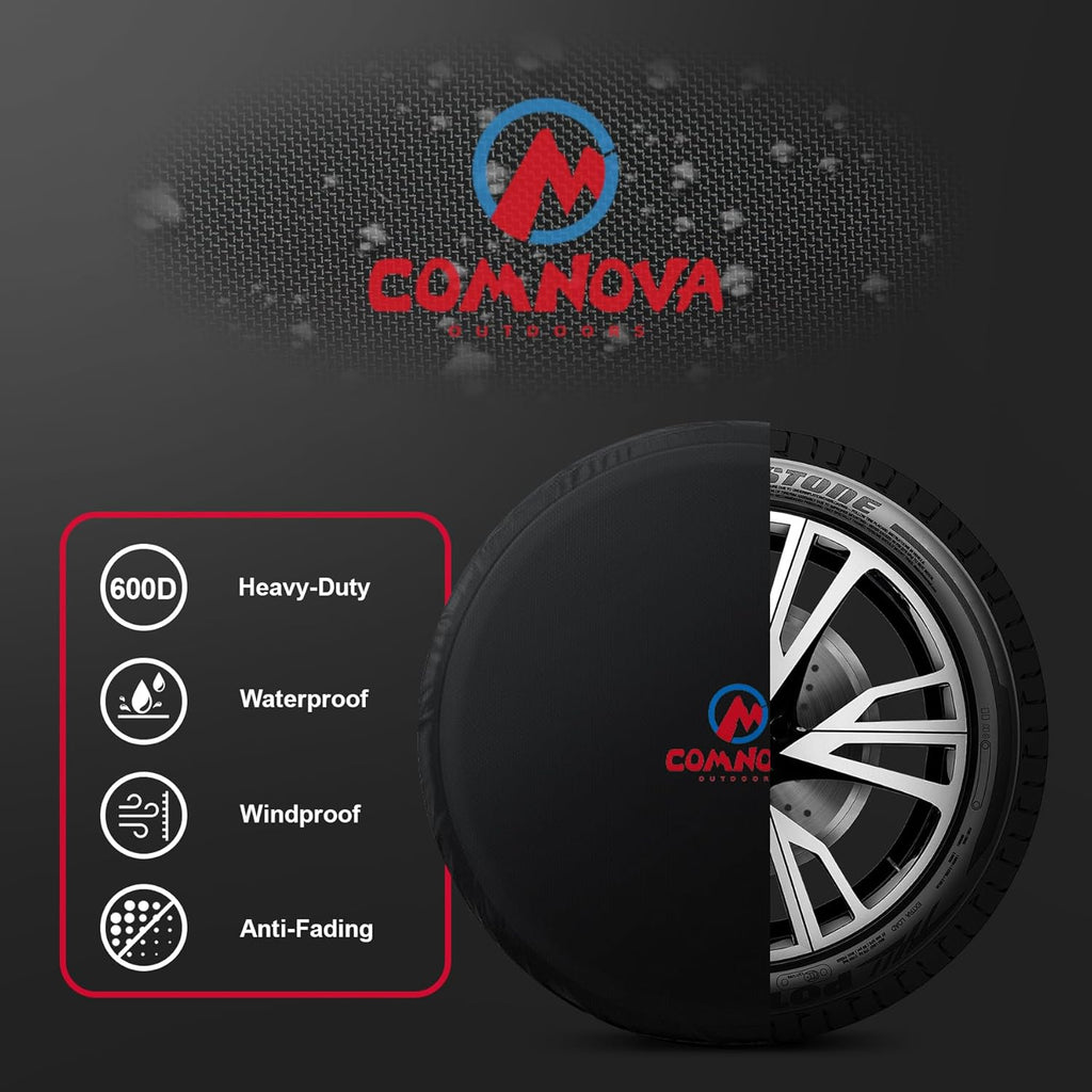 Comnova Spare Tire Cover - Tough Tire Wheel Protector for Car, SUV, Truck, Travel Trailer, Motorhome, Camper, Heavy Duty Waterproof Sun Rain Snow Protector Cover, Fits Tire Diameters 26-28 Inch