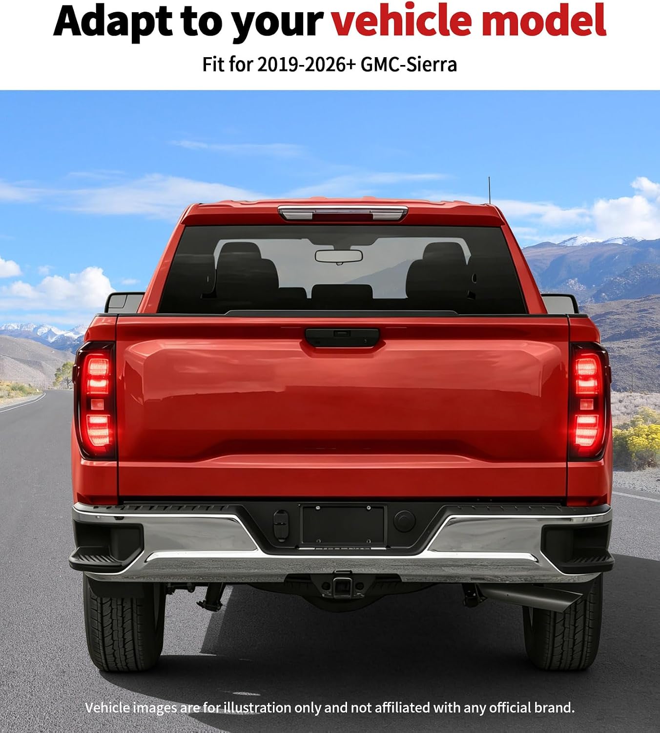JWWY Smoked Taillight Rear Light Lamp Decor Tinted Darkened Taillight Cover Trim Fit for 2019-2026+ GMC Sierra 2PCS Blackened