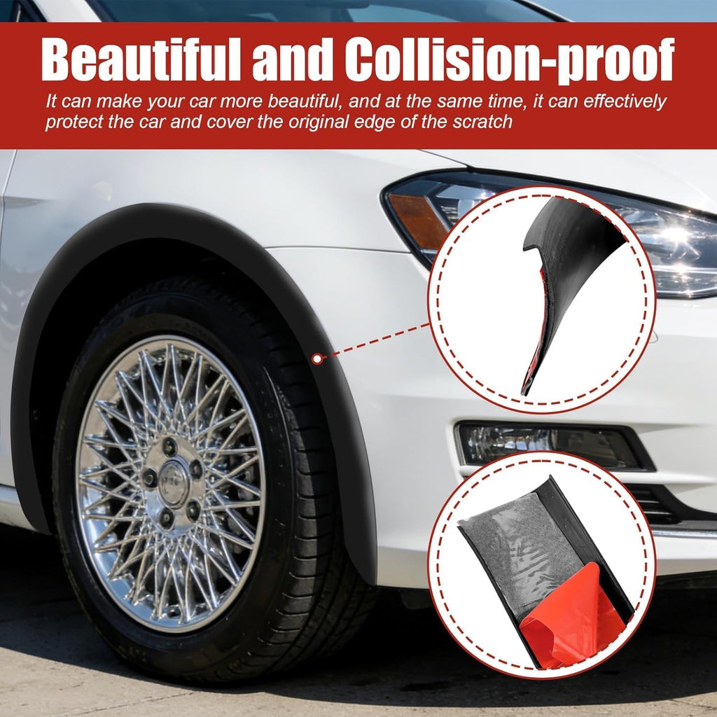 4.5CM x 20FT Universal Car Wheel Arch Trim - Rubber Fender Flare Protector Edge Guard, Self-Adhesive Anti-Scratch Lip Strip for Cars & Trucks, Fender Flare Edge Trim