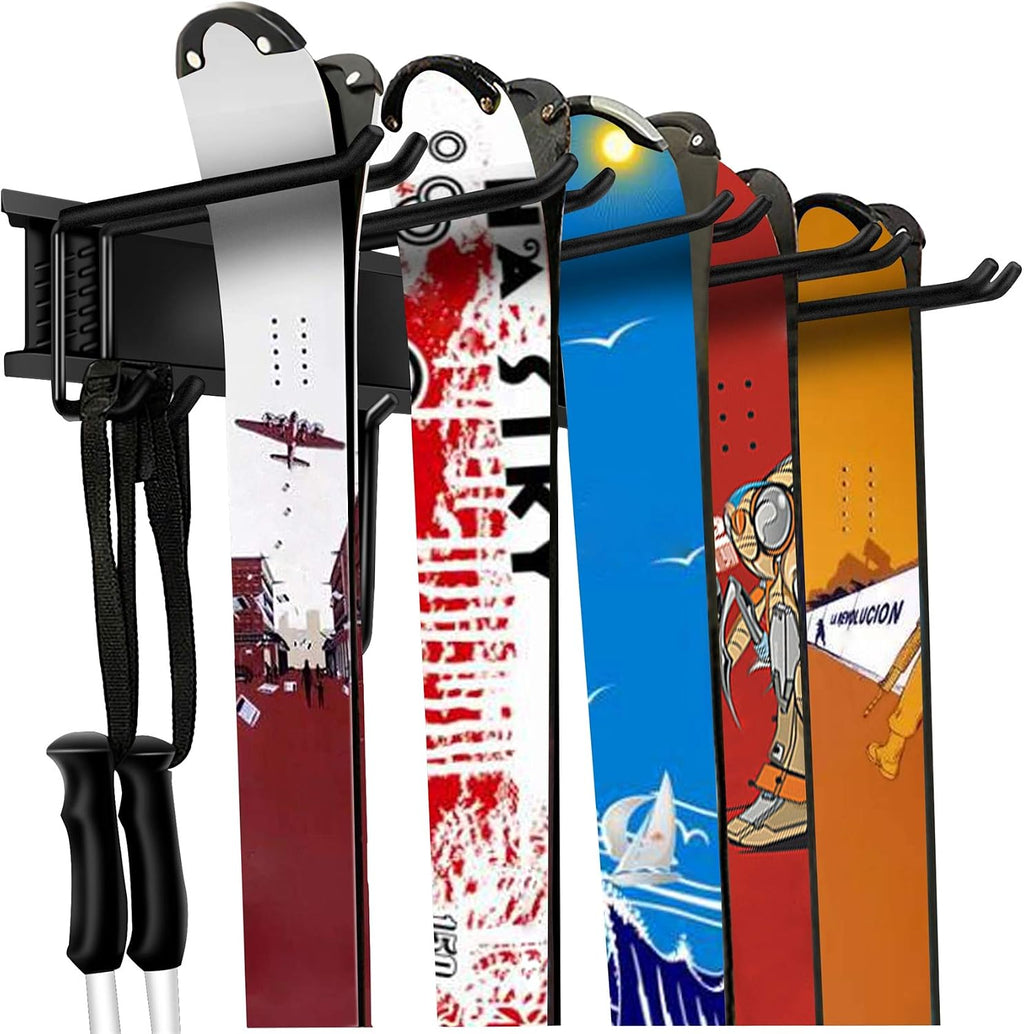 WALMANN Garage Storage Organization System Ski Wall Rack 10 Pairs of Skis Mount