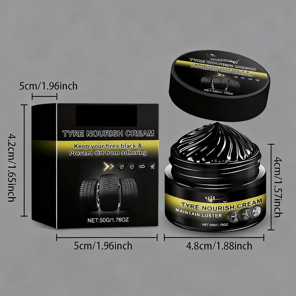 Tyre Nourish Cream Tire Shine Car Tire Retreading Wax Restores Black Gloss, Uv Protection and Waterproof Coating,Wheel Refurbishment Polish for Long-Lasting Shine and Clean Look (2pcs)