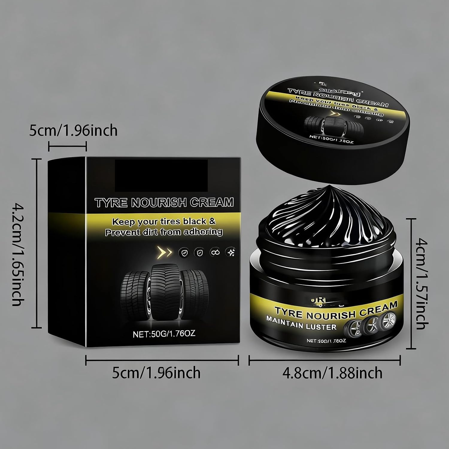 Tyre Nourish Cream Tire Shine Car Tire Retreading Wax Restores Black Gloss, Uv Protection and Waterproof Coating,Wheel Refurbishment Polish for Long-Lasting Shine and Clean Look (2pcs)