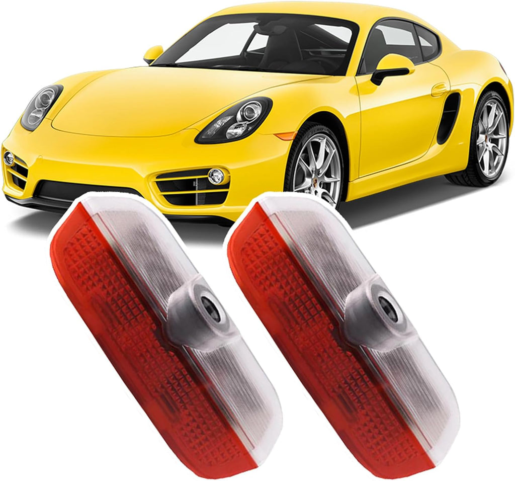 2pcs Never Fade Car LED Door Lights Logo Compatible with Cayenne/Macan/911/Cayman/718 Boxster,Ghost LED Projector Laser Courtesy Step Shadow Light Accessorie (White Letter, Style 1)