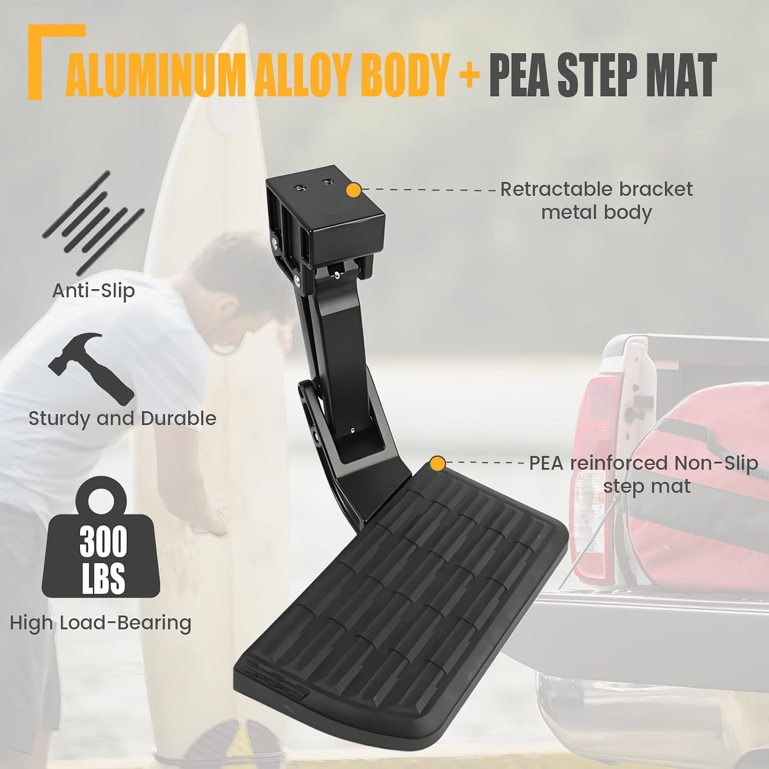GSPSCN Rear Bed Step Replacement for Toyota Tundra 2022-2026,# PTS30-34000 | Folding Tailgate Bedstep Truck Step Retractable Bumper Tailgate Step # PT392-34240