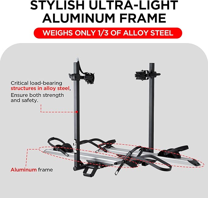 Hitch 2-Bike Rack Fellow, 200 lbs Capacity E-Bike Carrier - Image 6