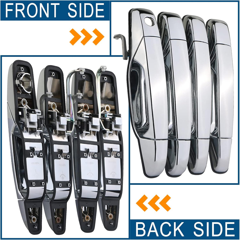 APPERFiT Upgraded Exterior Door Handles Chrome Compatible with 2007-2013 Chevy Chevrolet Silverado 1500 2500 3500 Suburban Tahoe Avalanche, GMC Sierra Yukon, Cadillac Escalade