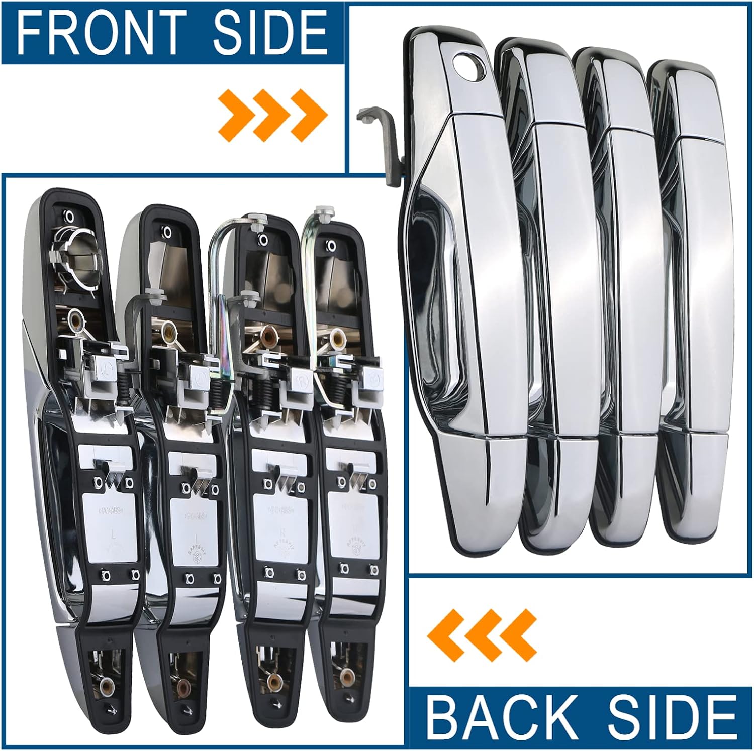 APPERFiT Upgraded Exterior Door Handles Chrome Compatible with 2007-2013 Chevy Chevrolet Silverado 1500 2500 3500 Suburban Tahoe Avalanche, GMC Sierra Yukon, Cadillac Escalade