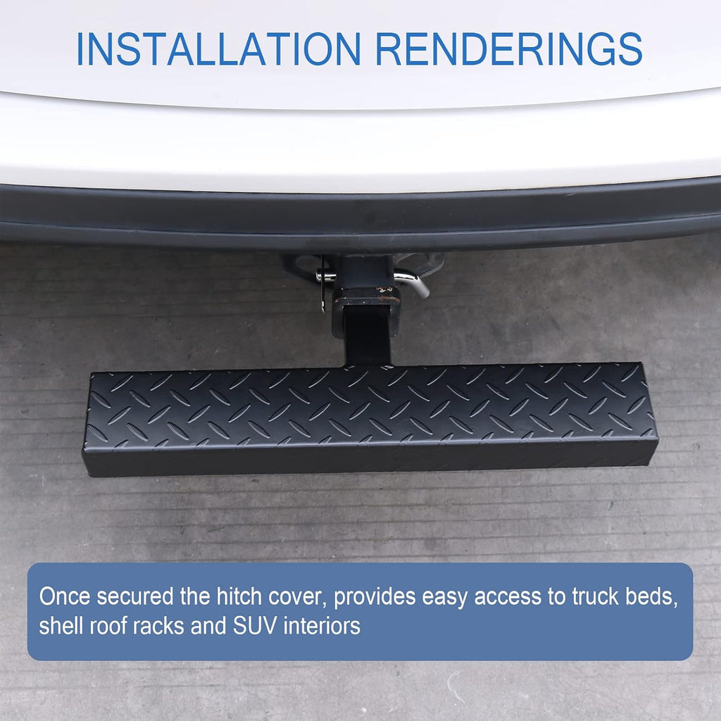 DICMIC Hitch Step Anti Slip and Rust Towing Bumper Guard for Most Car SUV Truck Pickup with Pin Fit 2 Inch Receiver, 23.5 Inch Length, Weight Capacity 500 LBS